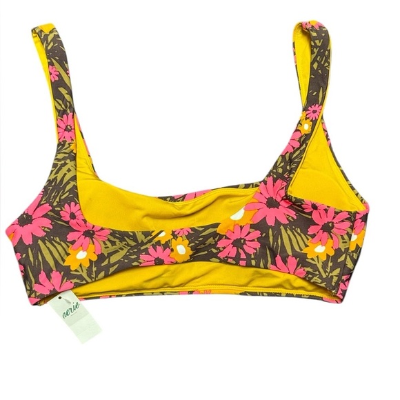 American Eagle Aerie Pink and Orange Floral Bikini Top Size M - Picture 2 of 7